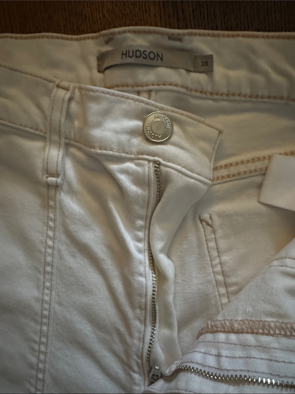 Hudson Jeans White High-Rise Women's Jeans with Metal Button